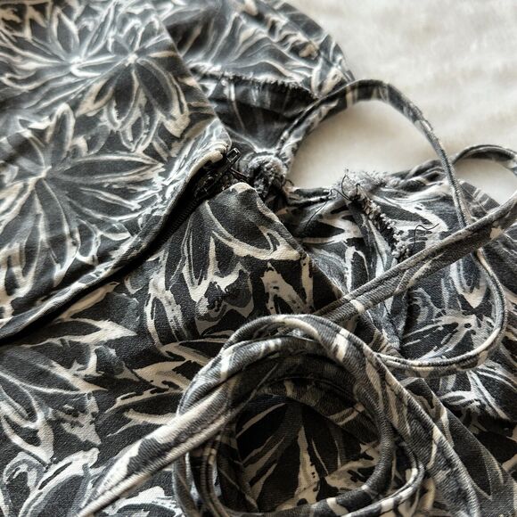 Vintage Y2K Floral Stretch Slim Fitting Mini Party Dress Size 5/6 Teeze Me Gray - Picture 10 of 15